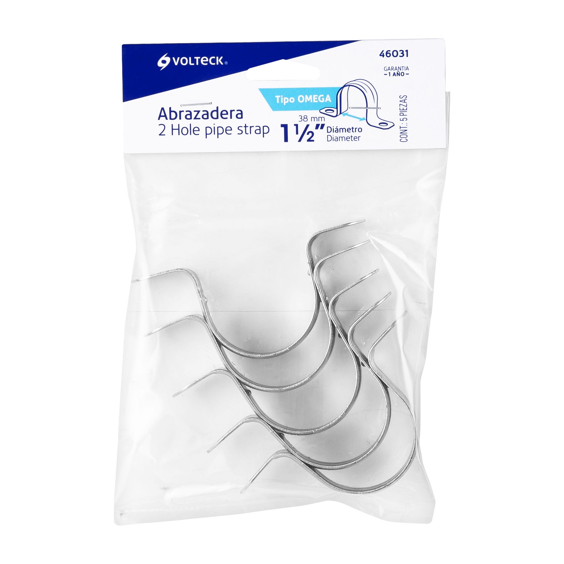Bolsa c/5 abrazaderas tipo omega 1-1/2' p/tubo pared delgada | AO-112 | 46031