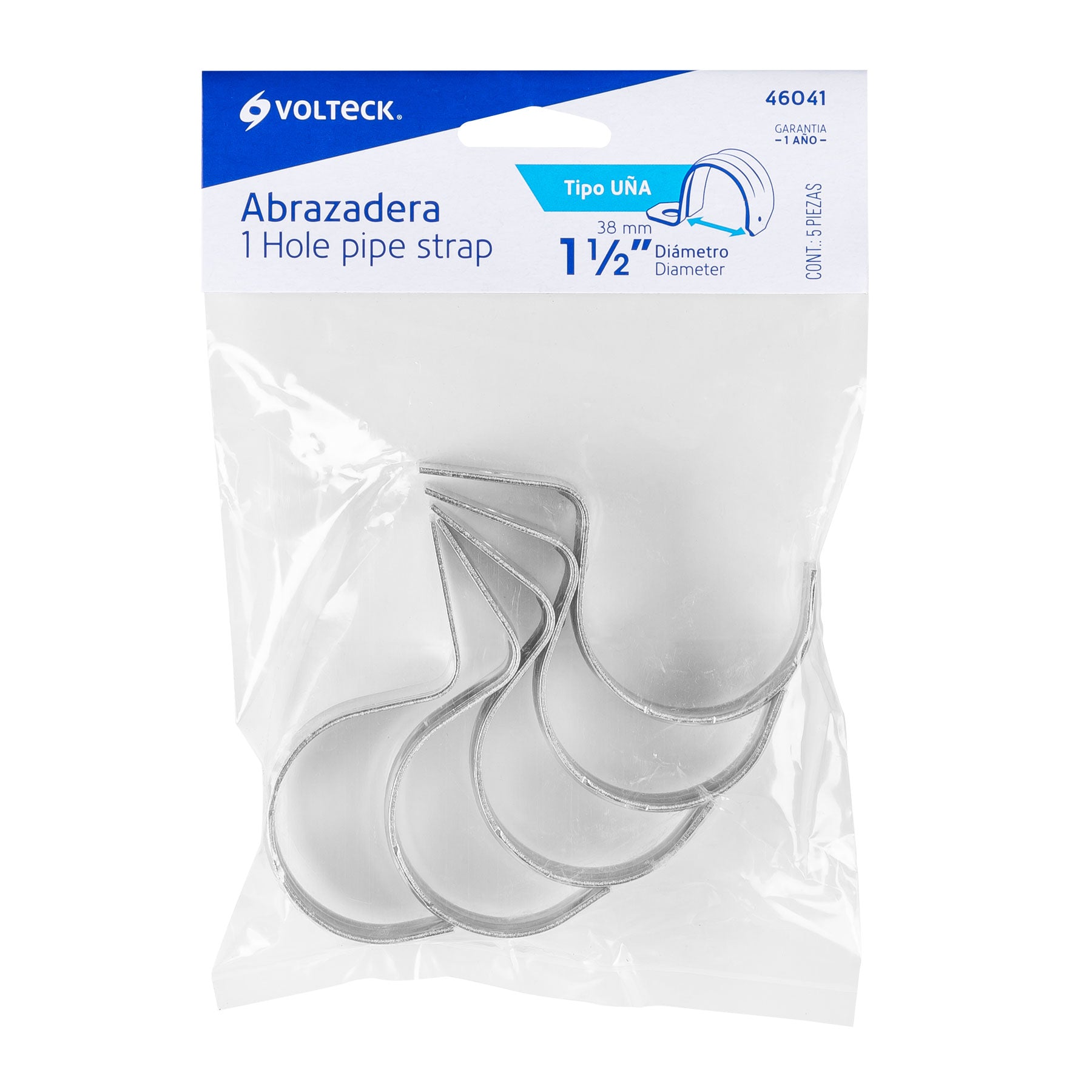 Bolsa c/5 abrazaderas tipo uña 1-1/2' p/tubo pared delgada | AU-112 | 46041