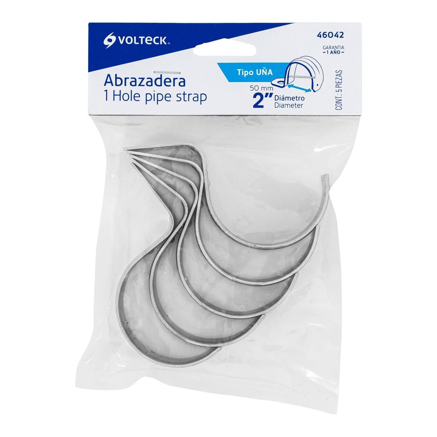 Bolsa c/5 abrazaderas tipo uña 2' p/tubo pared delgada | AU-2 | 46042