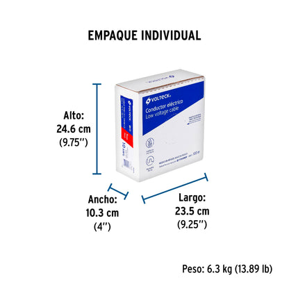 Rollo de 100 m de cable THHW-LS 10 AWG rojo, Volteck | CAB-10R | 46059