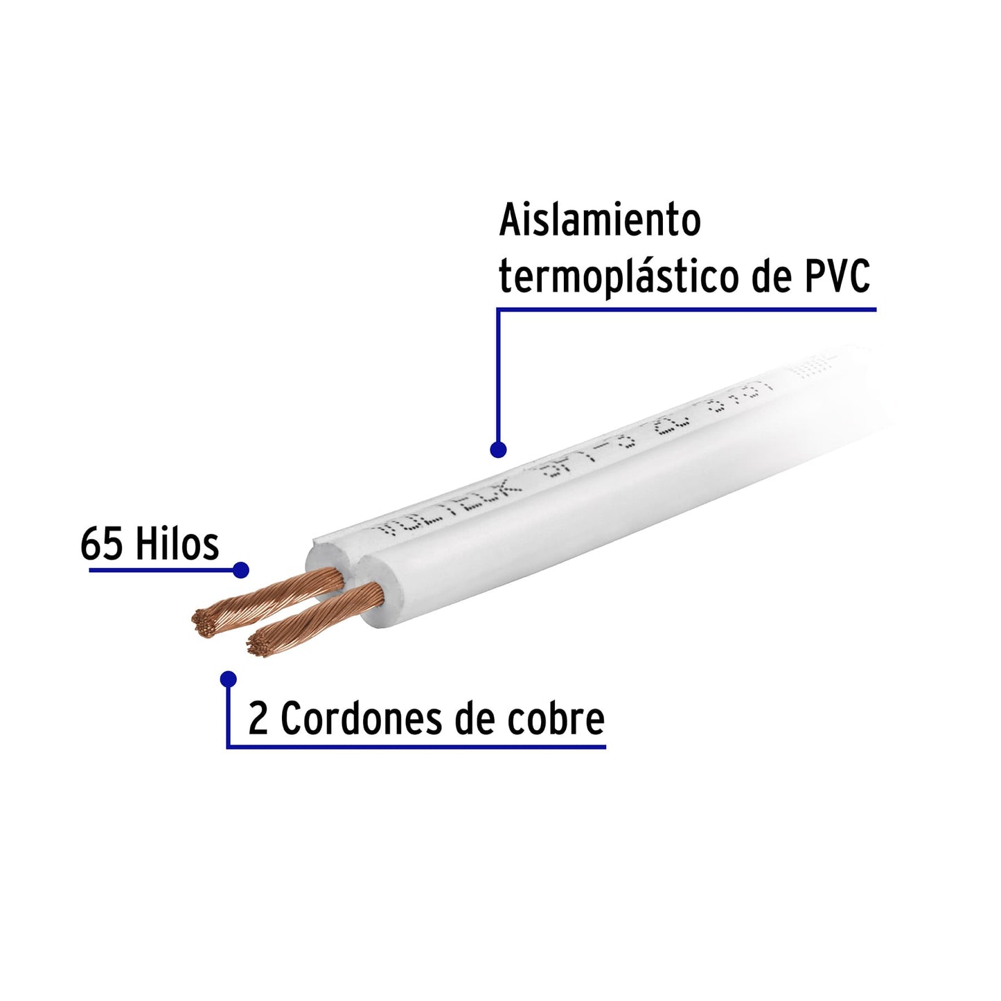 Rollo de 100 m de cordón dúplex flexible SPT 12 AWG, Volteck | CDU-12 | 46066