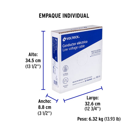 Rollo de 100 m de cordón dúplex flexible SPT 16 AWG, Volteck | CDU-16 | 46068