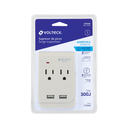 Multicontacto, 2 entradas,con 2 entradas USB, aterrizado | MUL-230U | 46088