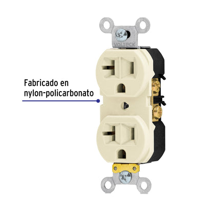 Contacto dúplex, 2 polos 3 hilos, 20 A, Standard, marfil | CODO-MS | 46100