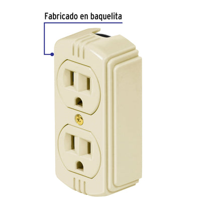 Contacto de sobreponer dúplex, 2 polos+ tierra, baquelita | COSO-DA | 46103