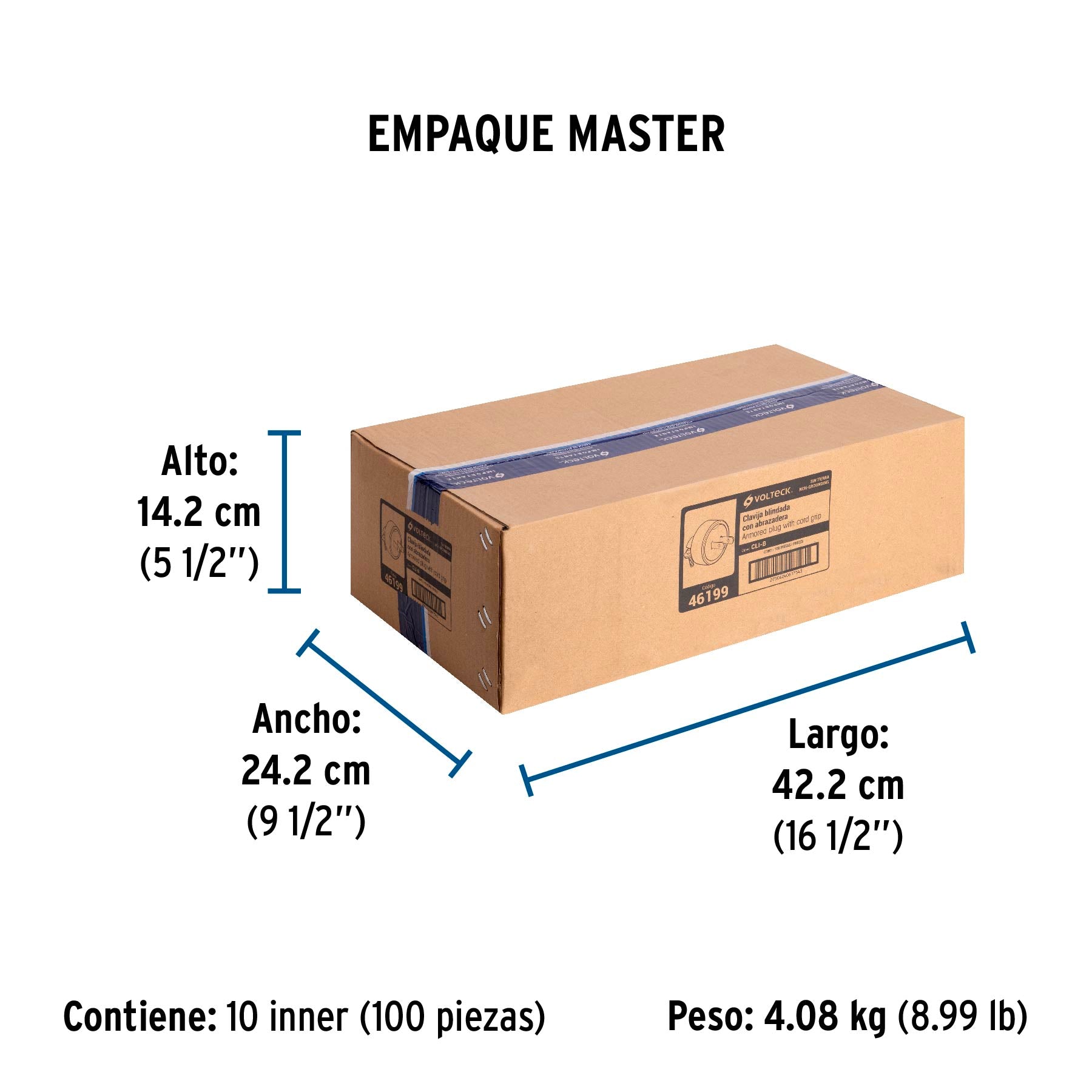 Clavija industrial blindada no polarizada, Volteck | CLI-B | 46199