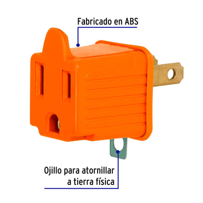 Bolsa con 2 adaptadores 3 a 2 naranjas, Volteck | AD-32N | 46253