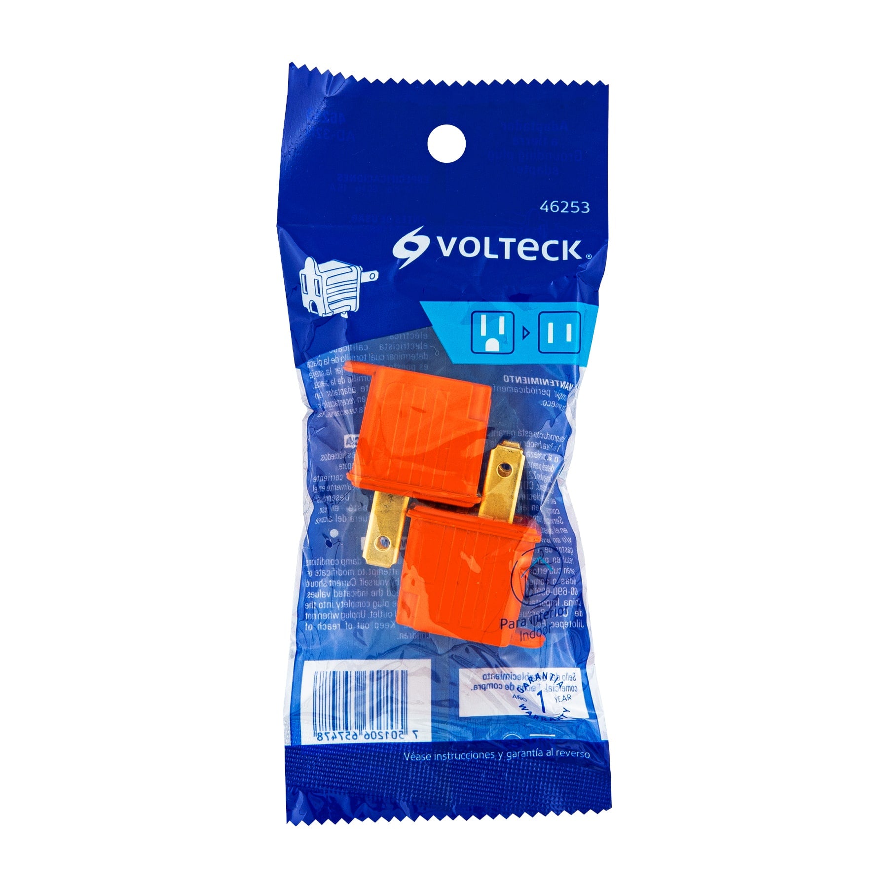 Bolsa con 2 adaptadores 3 a 2 naranjas, Volteck | AD-32N | 46253
