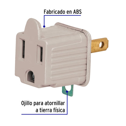 Bolsa con 2 adaptadores 3 a 2 grises, Volteck | AD-32G | 46254