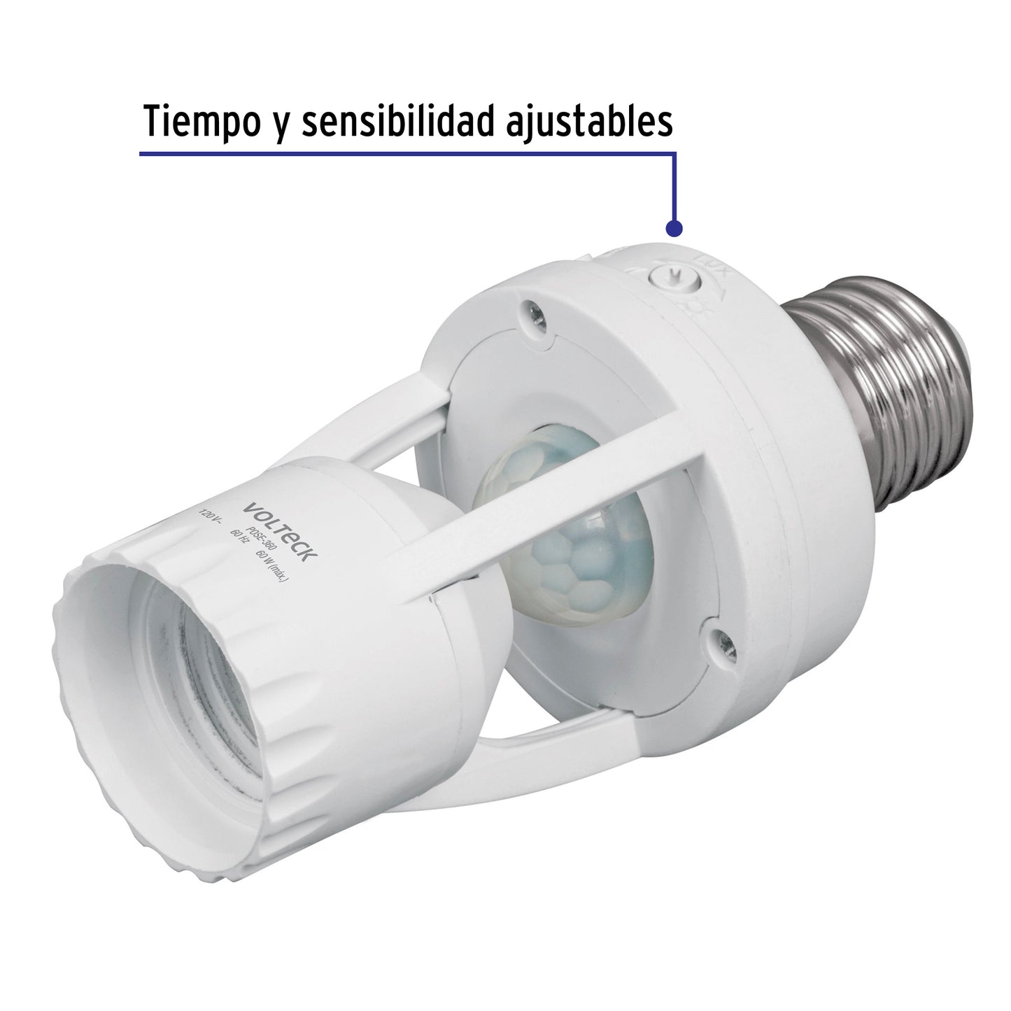 Portalámpara con sensor de movimiento 360°, Volteck | POSE-360 | 46274