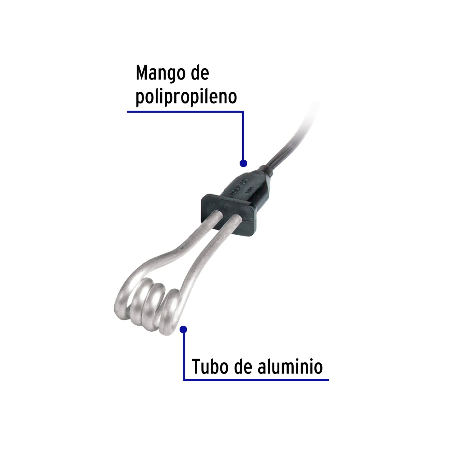 Calentador de inmersión p/agua #1 de 8 L, 400 W, Volteck | CAGU-1 | 46303