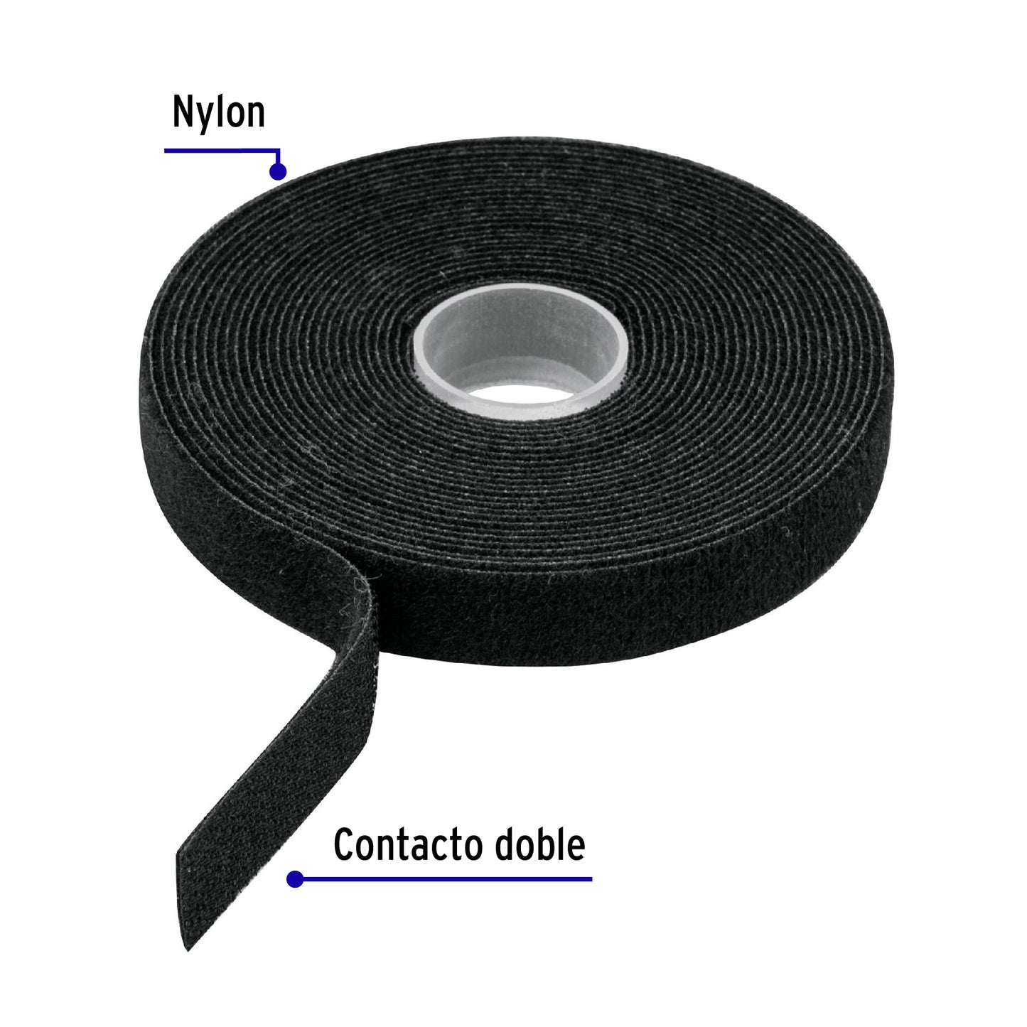 Rollo de 10 m de cinta reusable de contacto doble, Volteck | CIVE-10N | 46326