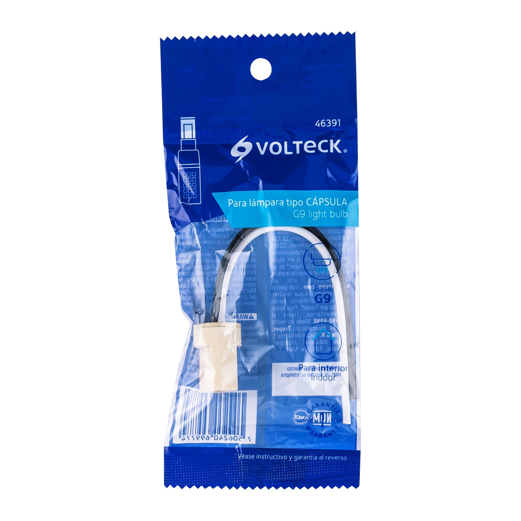 Portalámpara de porcelana para base G9, Volteck | POPO-9 | 46391