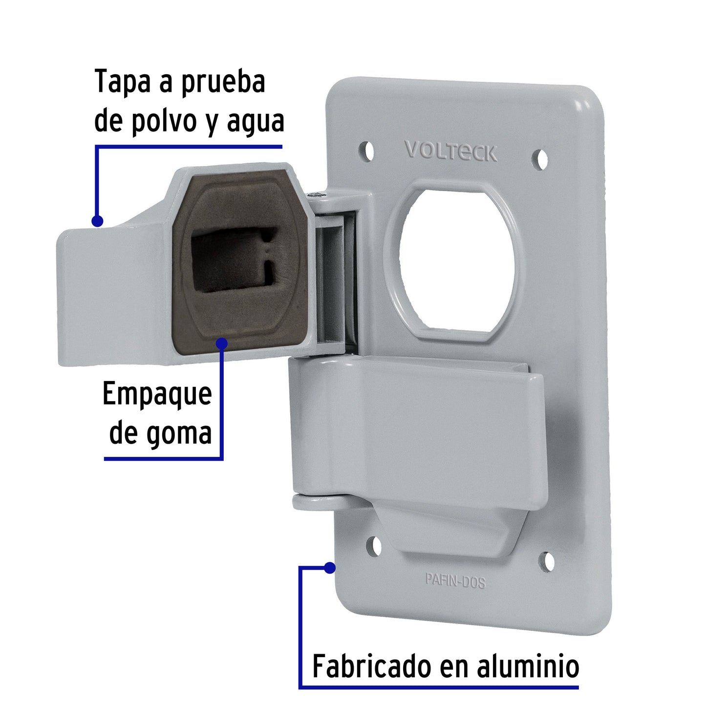 Placa tipo FS, con cubierta, doble, sobreponer, Volteck | PAFIN-DOS | 46433