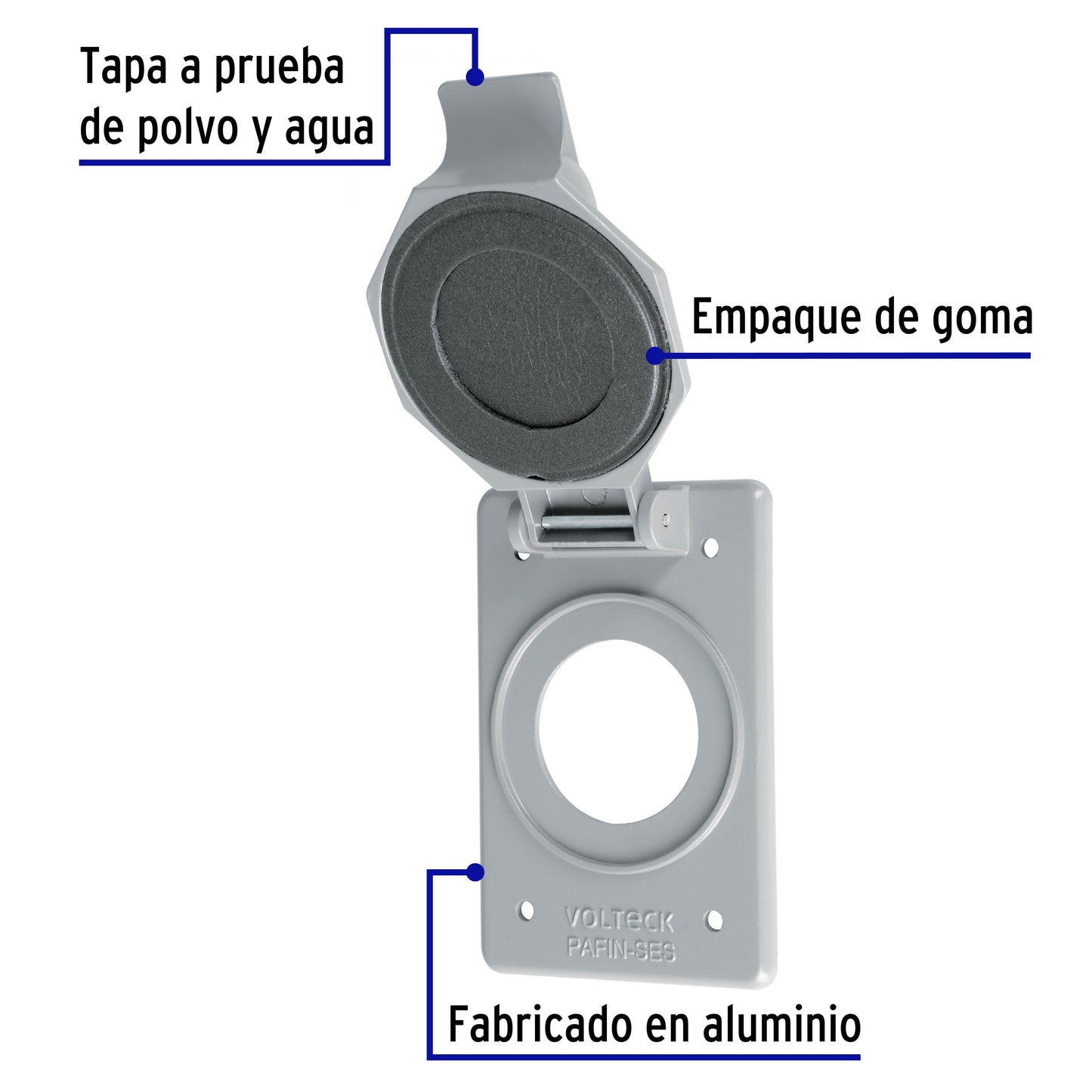 Placa tipo FS con cubierta, sencilla, sobreponer, Volteck | PAFIN-SES | 46434