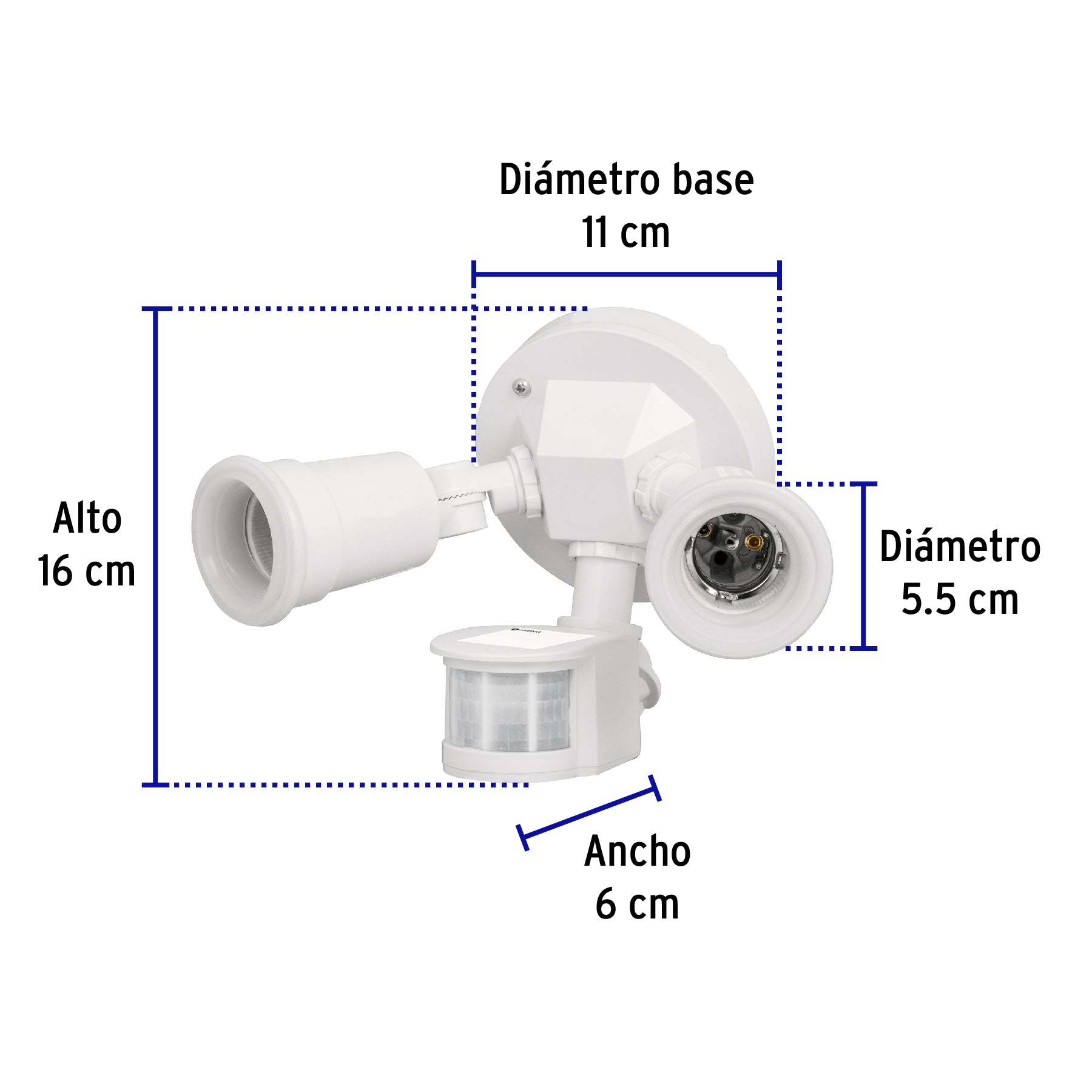 Arbotante blanco c/sensor movimiento, lámparas no incluidas | ARB-901S | 46480