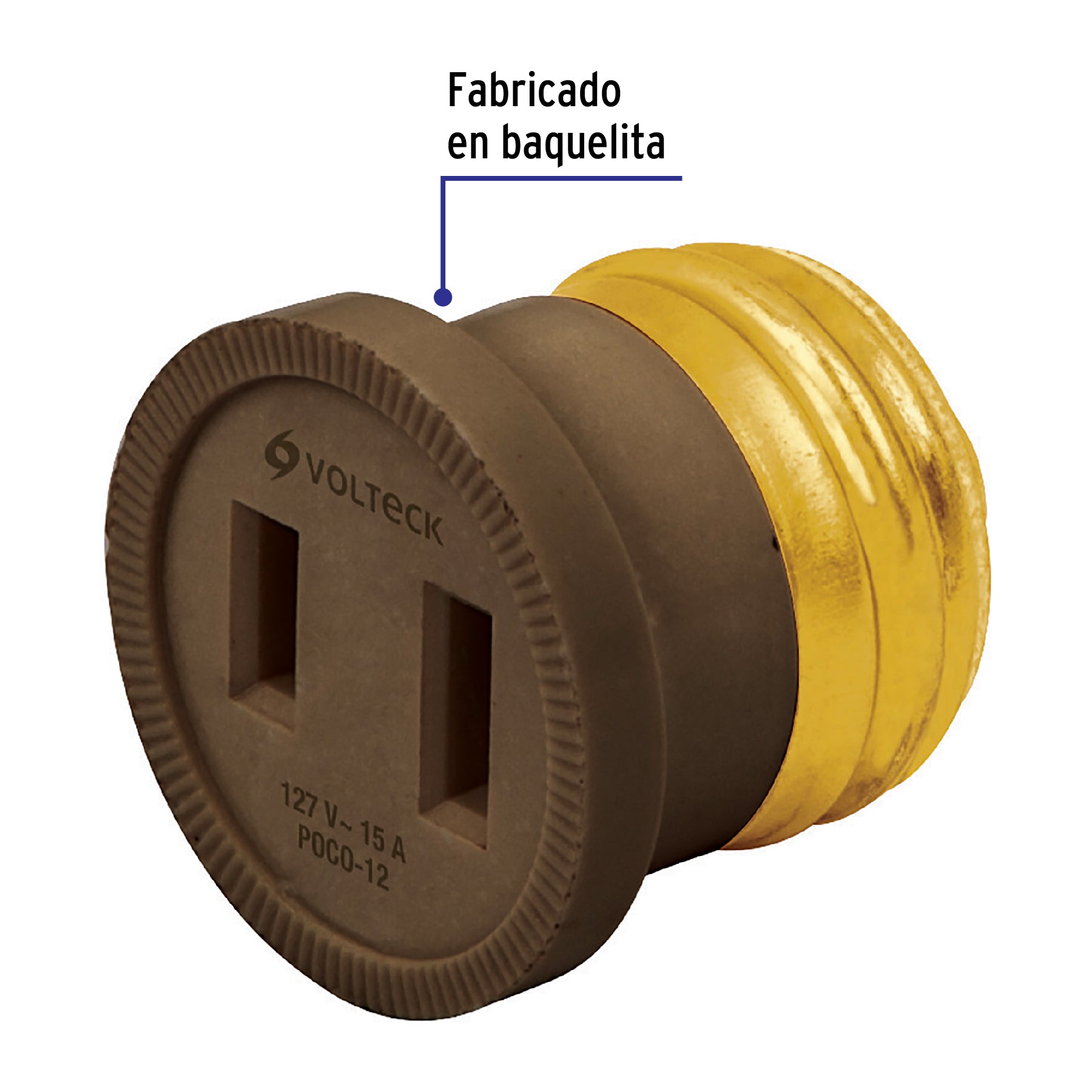 Adaptador de portalámpara a contacto, Volteck | POCO-12 | 46490
