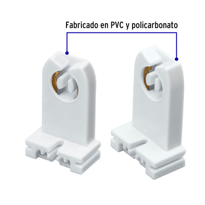 Bolsa 2 pz portalámparas p/tubo LED y fluorescente, base G13 | POPL-15 | 46508