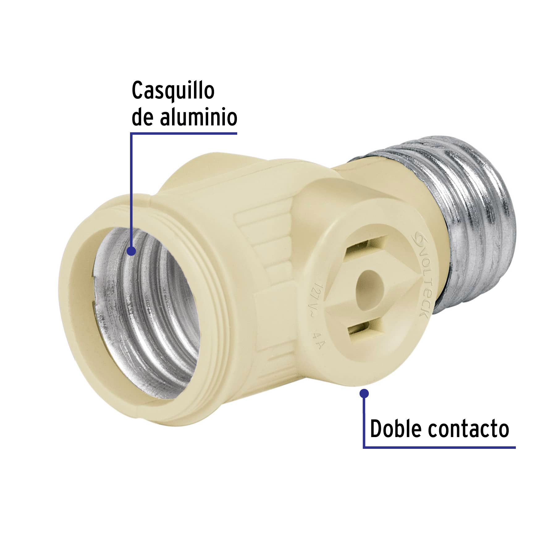 Portalámpara de baquelita, con doble contacto, Volteck | POBA-13 | 46514