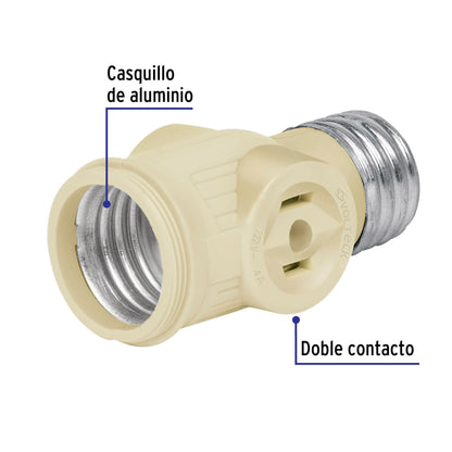 Portalámpara de baquelita, con doble contacto, Volteck | POBA-13 | 46514