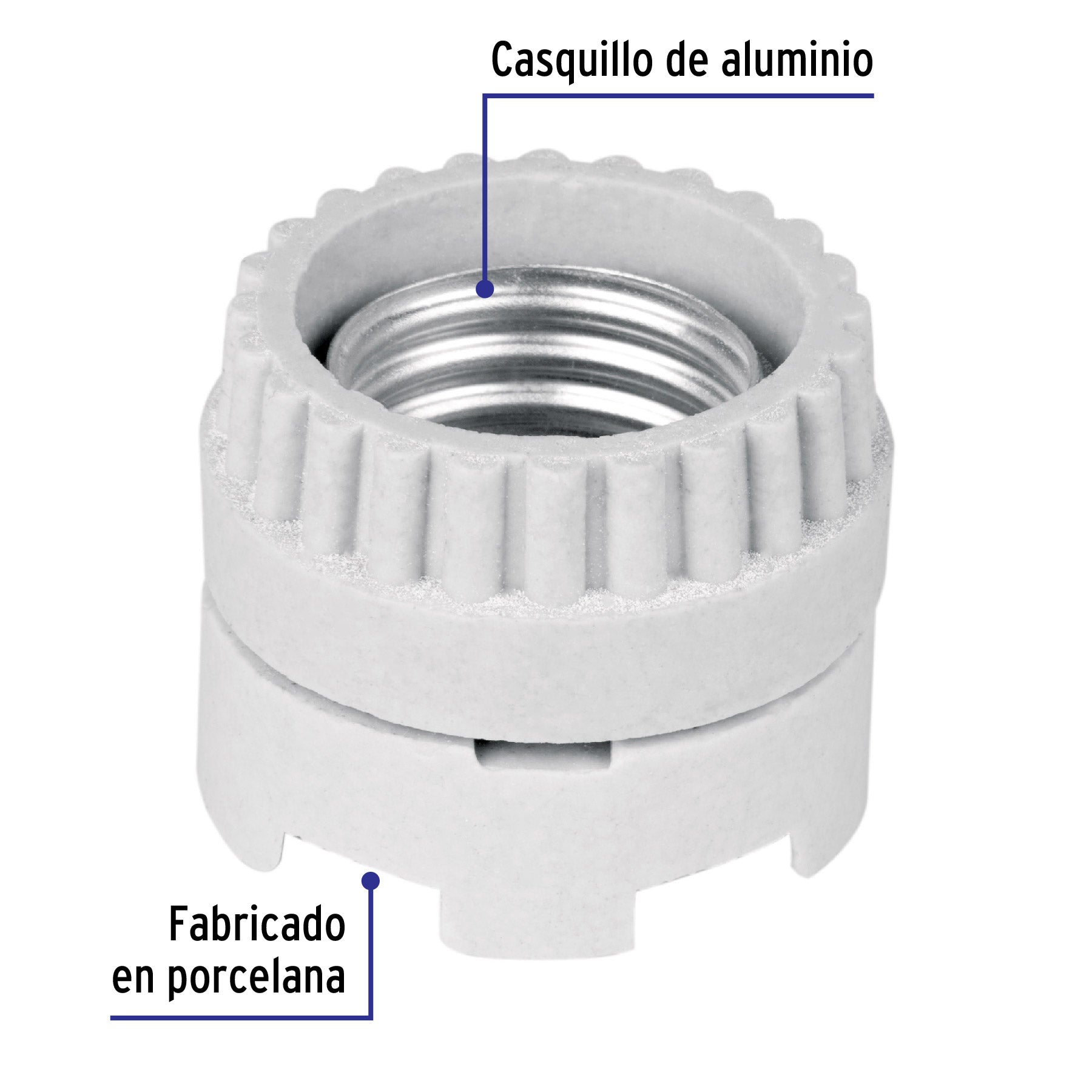 Portalámpara de porcelana, tipo anuncio, Volteck | POPO-13 | 46521