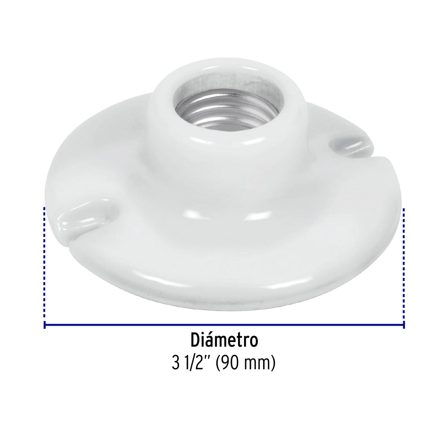 Portalámpara de porcelana, 3-1/2', redonda, Volteck | POPO-15 | 46523