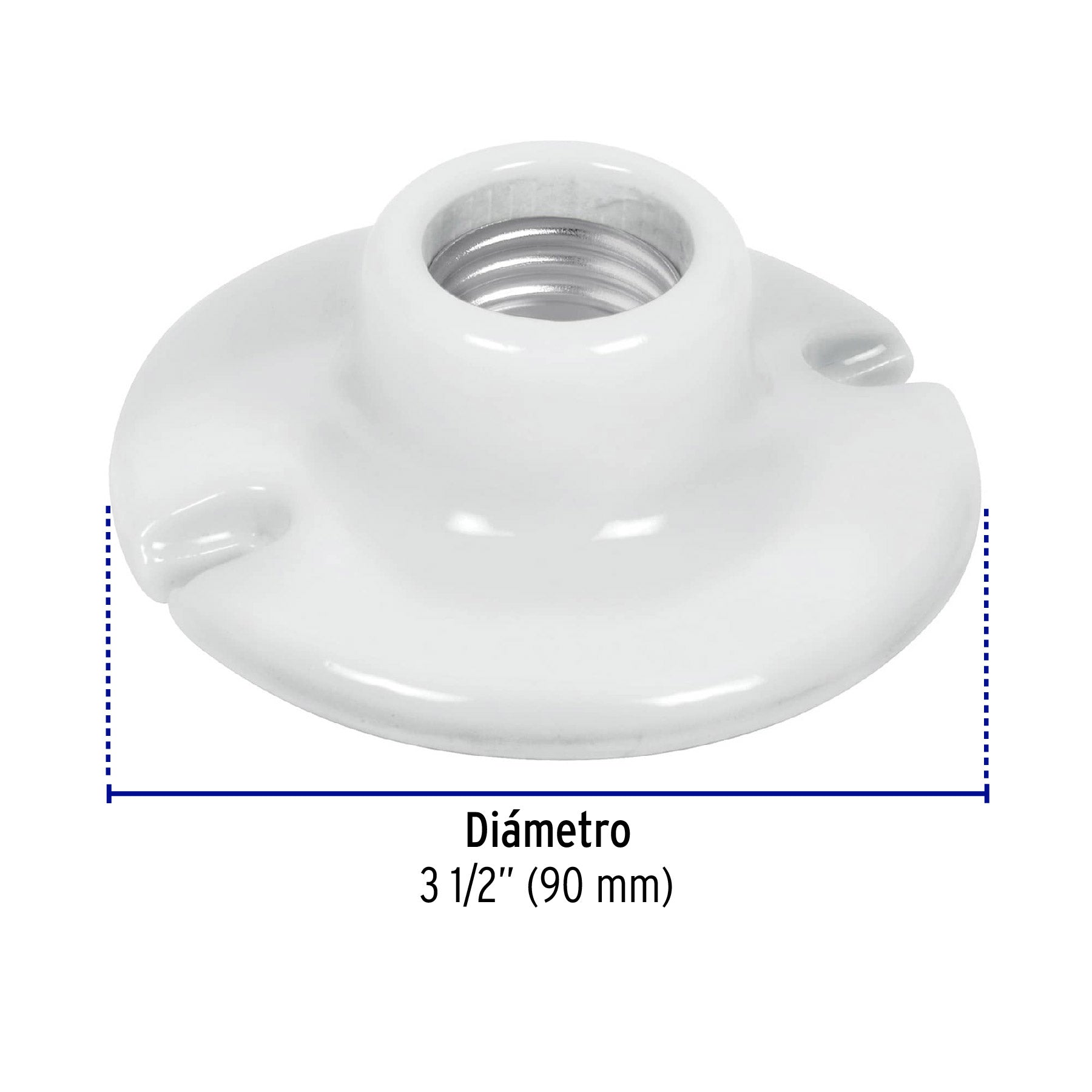 Portalámpara de porcelana, 3-1/2', redonda, Volteck | POPO-15 | 46523