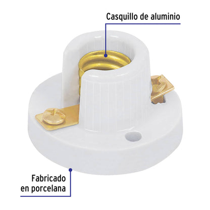 Portalámpara de porcelana para candil, Volteck | POPO-10 | 46531