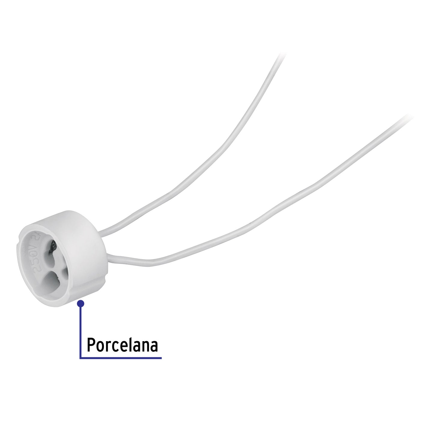 Portalámpara de porcelana para base GU10, Volteck | POPO-21 | 46540
