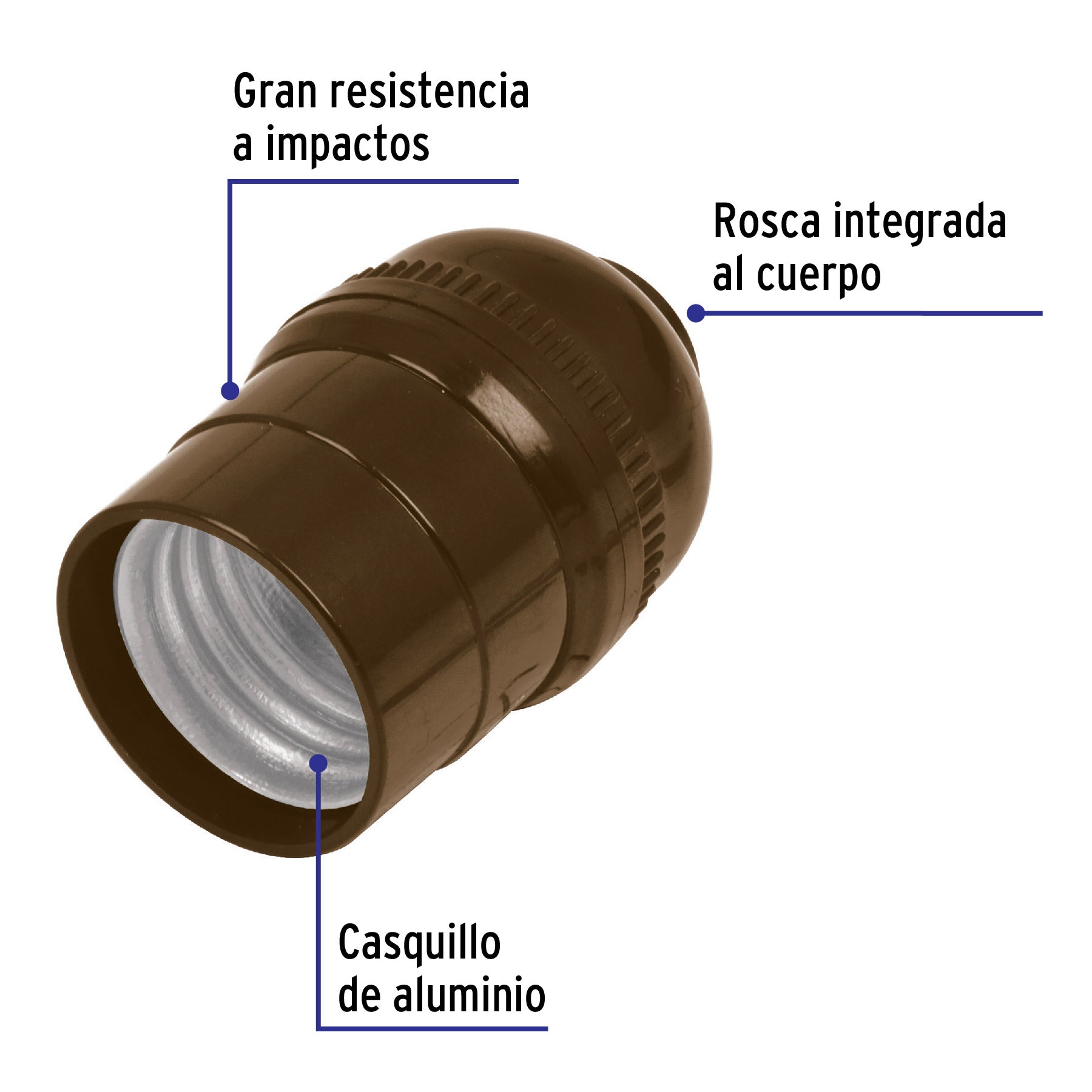 Portalámpara de policarbonato, sencillo, Volteck | POBS-10 | 46542