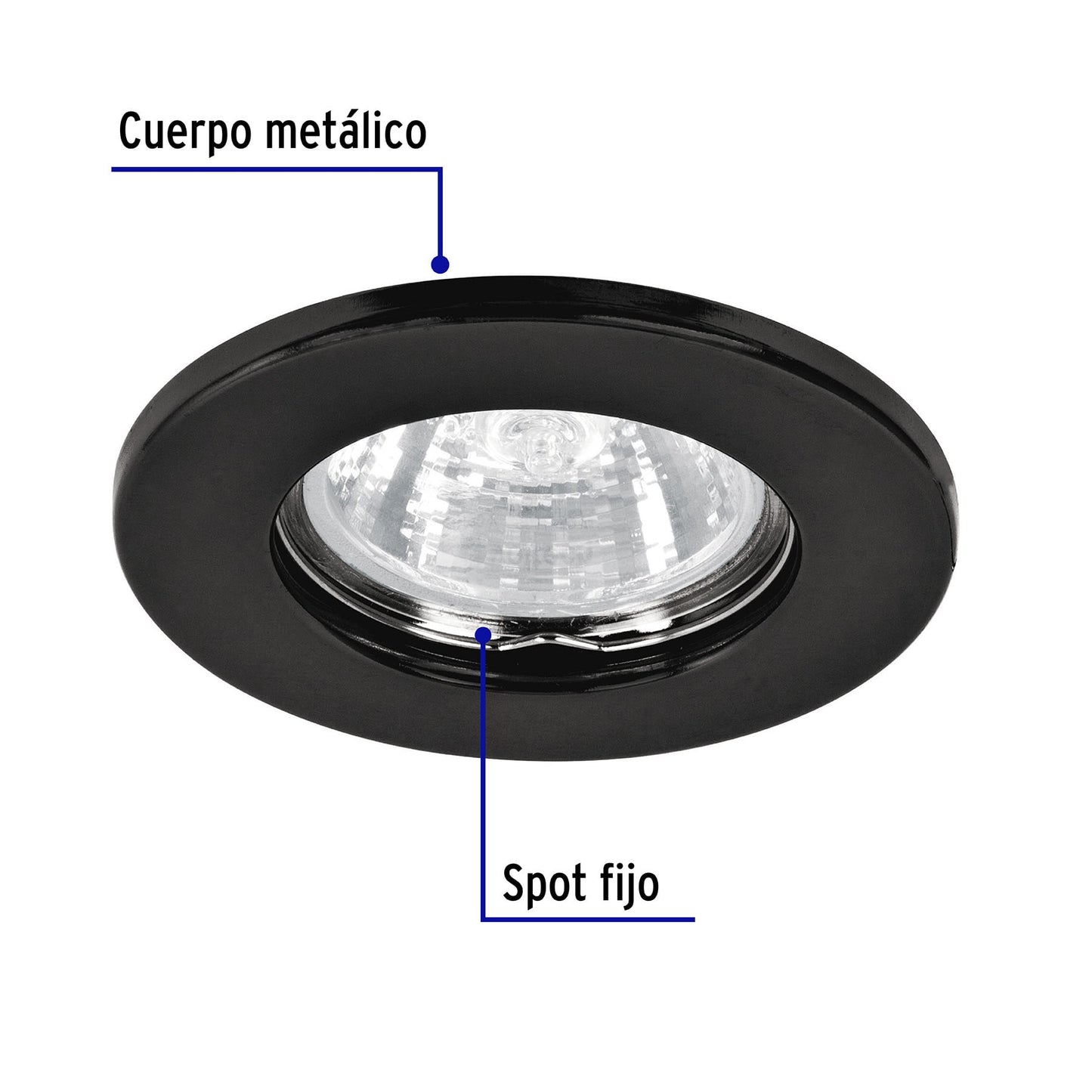 Luminario redondo negro spot fijo, lámpara no incluida | EMP-101S | 46613