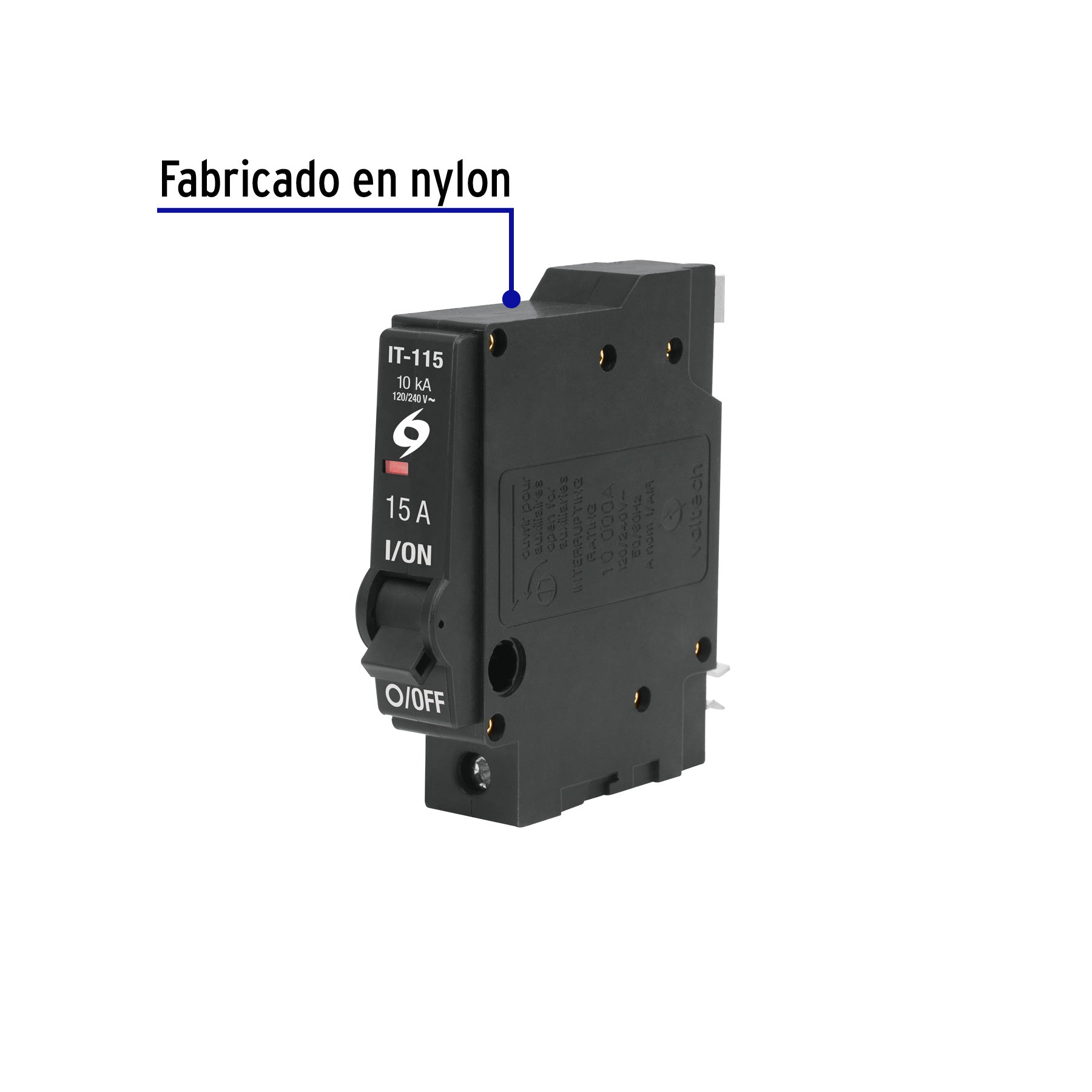 Interruptor de 1 polo 15A, enchufable, VOLTECK | IT-115 | 46700