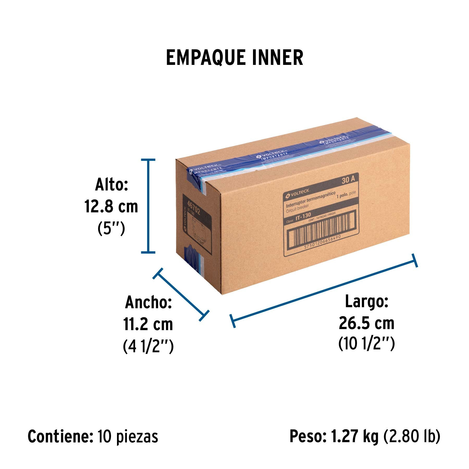 Interruptor de 1 polo 30A, enchufable, VOLTECK | IT-130 | 46702