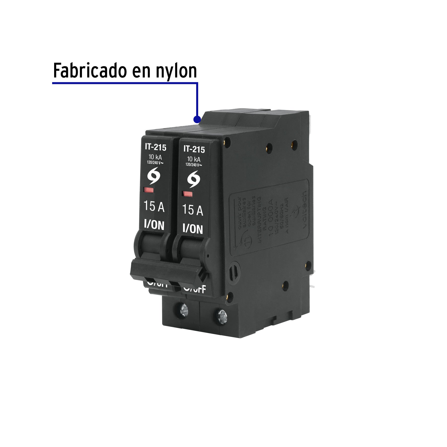 Interruptor de 2 polos 15A, enchufable, VOLTECK | IT-215 | 46703