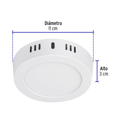 Luminario LED plafón 6W 6500K, redondo, blanco, VOLTECK | PLA-203L | 46711