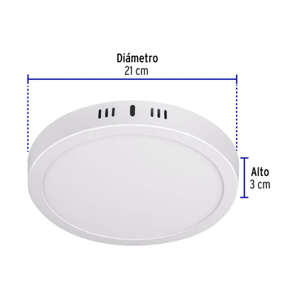 Luminario LED plafón 18W 6500K, redondo, blanco, VOLTECK | PLA-207L | 46715