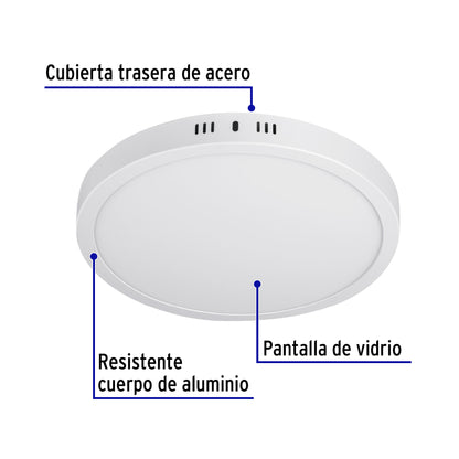 Luminario LED plafón 24W 6500K, redondo, blanco, VOLTECK | PLA-209L | 46717