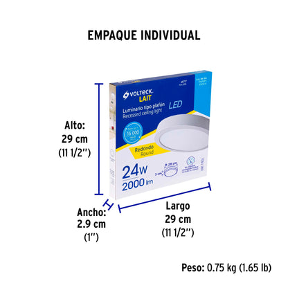 Luminario LED plafón 24W 6500K, redondo, blanco, VOLTECK | PLA-209L | 46717
