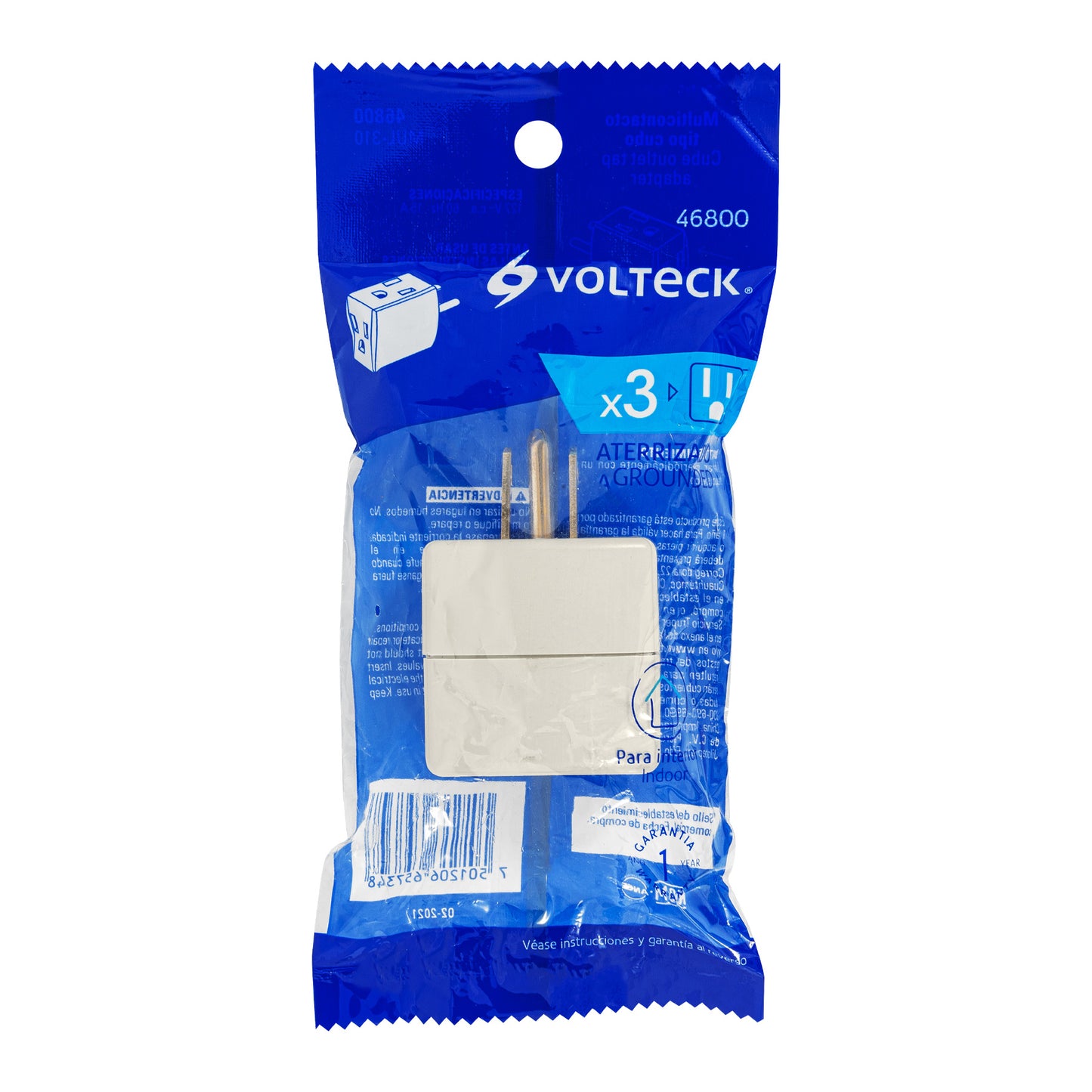 Multicontacto triple aterrizado, tipo cubo, Volteck | MUL-310 | 46800