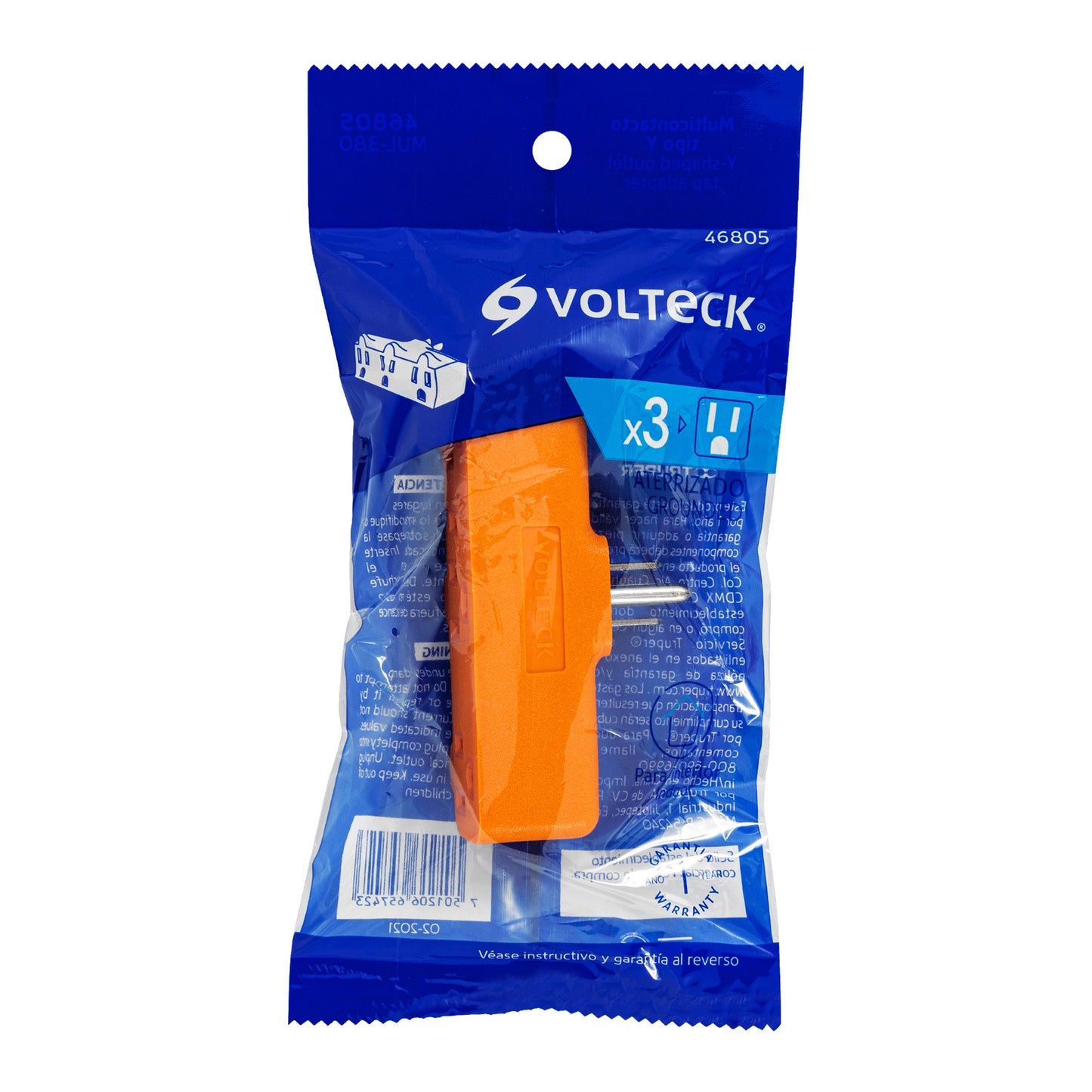 Multicontacto triple aterrizado, tipo 'Y',reforzado, Volteck | MUL-380 | 46805