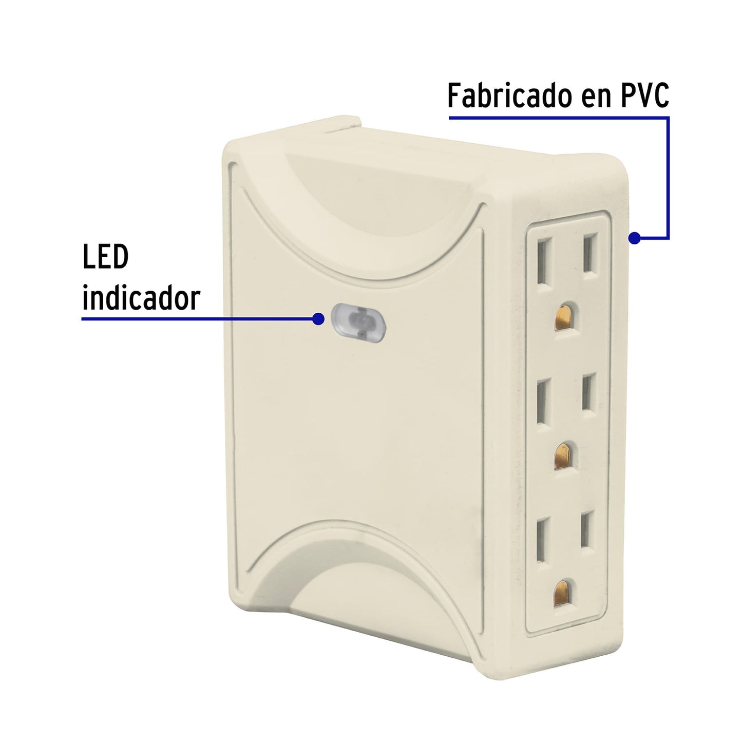 Multicontacto 6 entradas, aterrizado, lateral, Volteck | MUL-630 | 46807