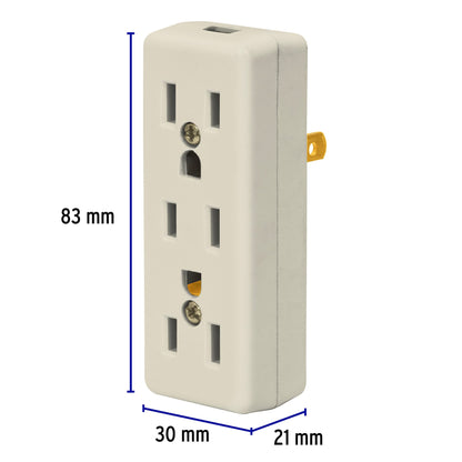 Multicontacto triple, 2 polos + tierra, Volteck | MUL-305 | 46814