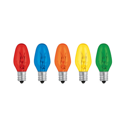 Caja con 50 focos incandescentes de colores base E12 7.5W | FI-50C | 46822