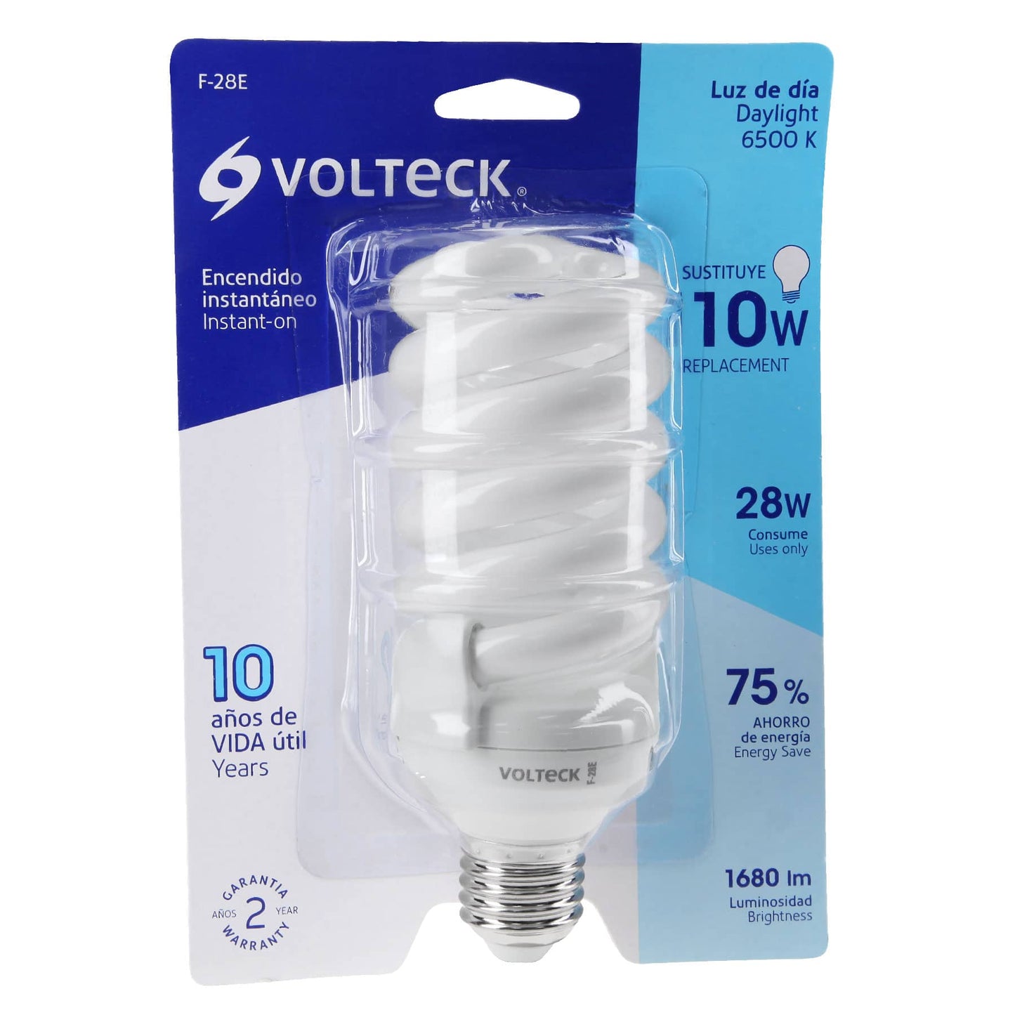 Lámpara espiral T4 28 W luz de día en blíster, Volteck | F-28E | 46827
