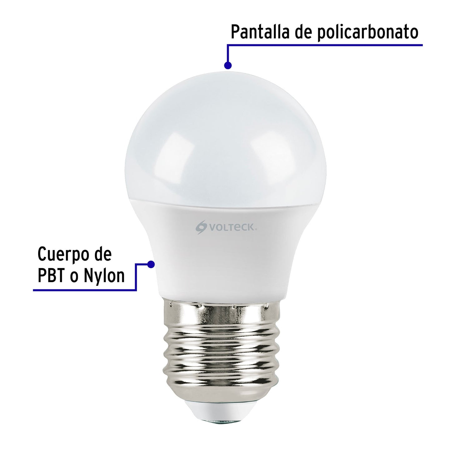 Lámpara LED G45 3 W (equiv. 25 W) luz cálida blíster Volteck | LED-30GC | 46855
