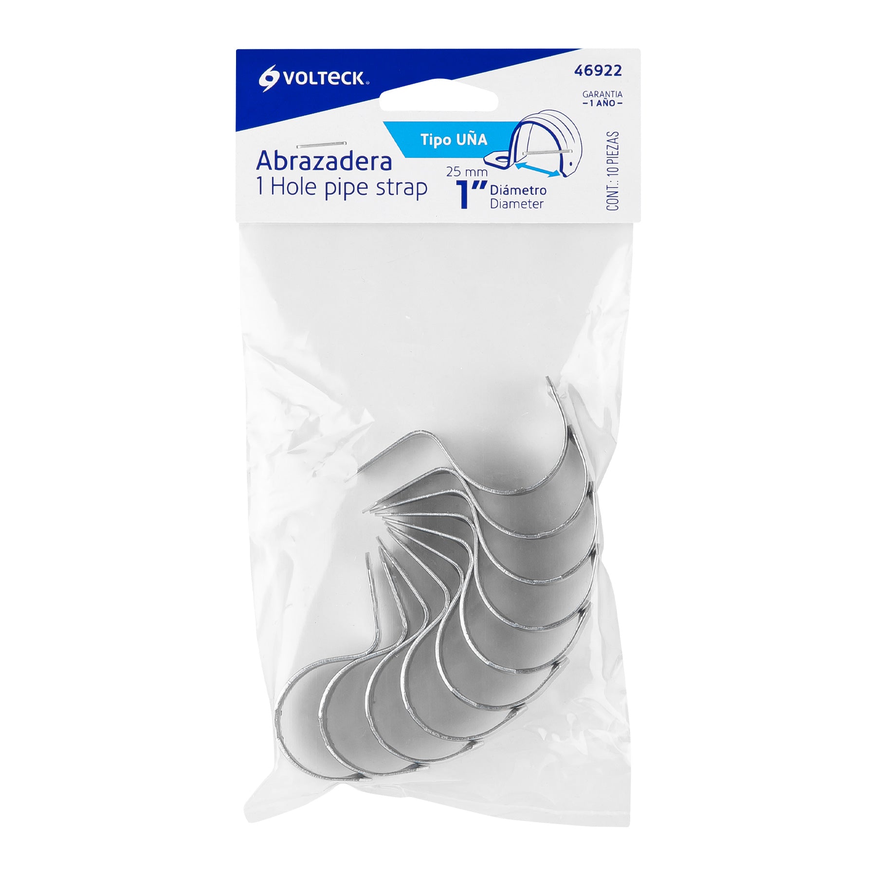 Bolsa c/10 abrazaderas tipo uña 1' p/tubo pared delgada | AU-1 | 46922