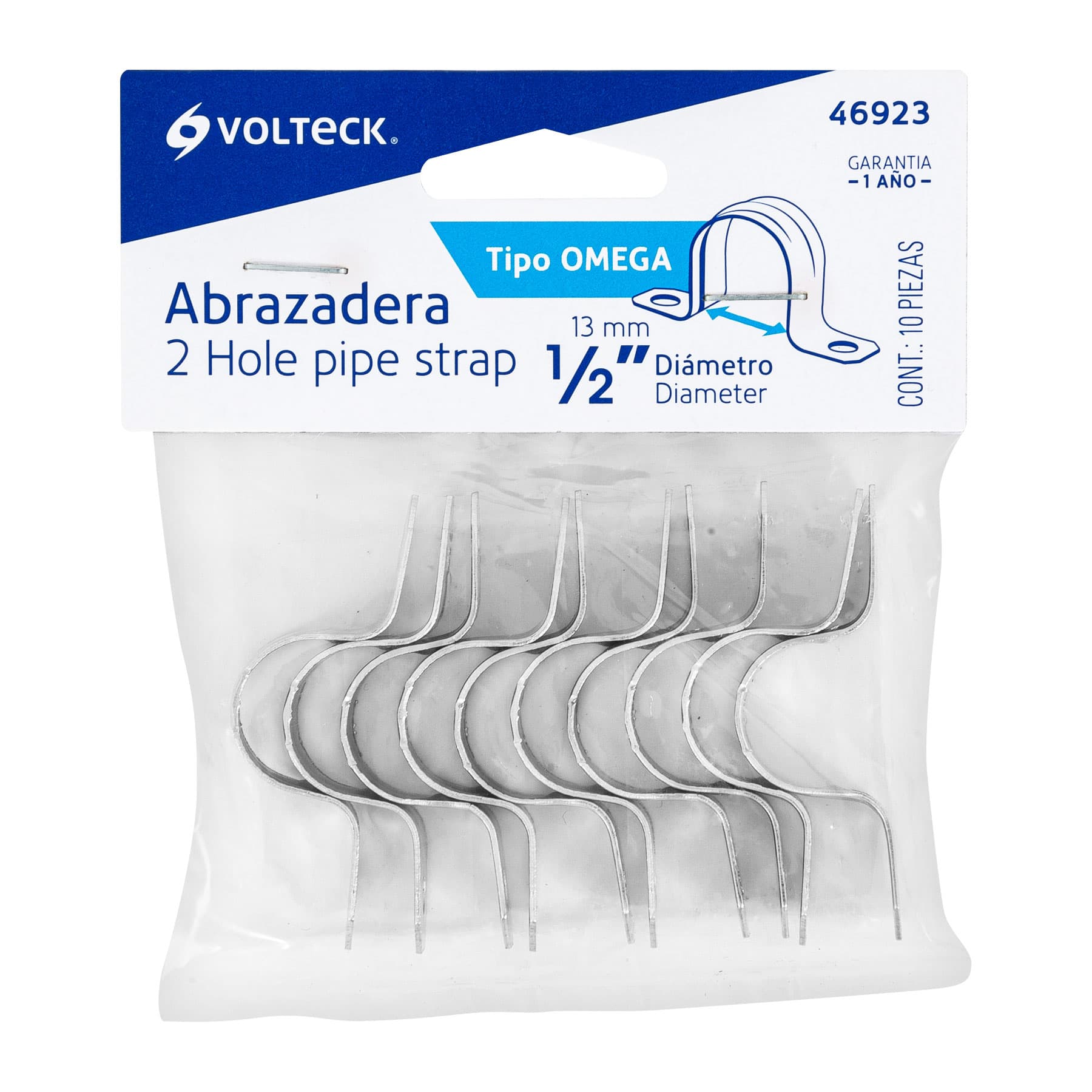 Bolsa c/10 abrazaderas tipo omega 1/2' p/tubo pared delgada | AO-1/2 | 46923