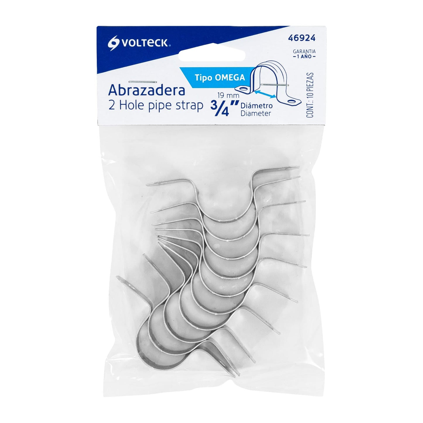 Bolsa c/10 abrazaderas tipo omega 3/4' p/tubo pared delgada | AO-3/4 | 46924
