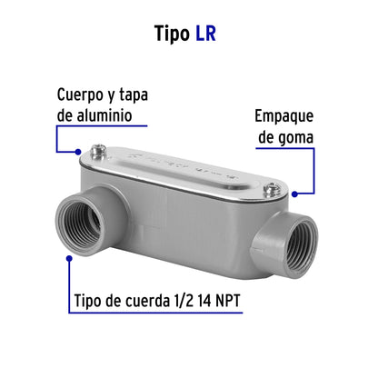 Condulet 1/2' conexión tipo LR, Volteck | COLET-1/2-LR | 46973