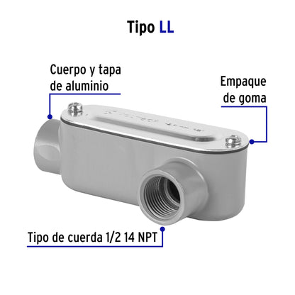 Condulet 1/2' conexión tipo LL, Volteck | COLET-1/2-LL | 46976